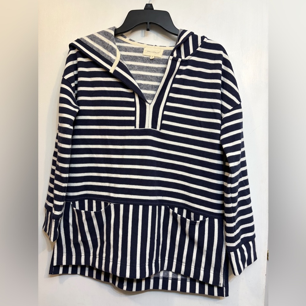 MELLODAY Navy & White Striped Knit Top